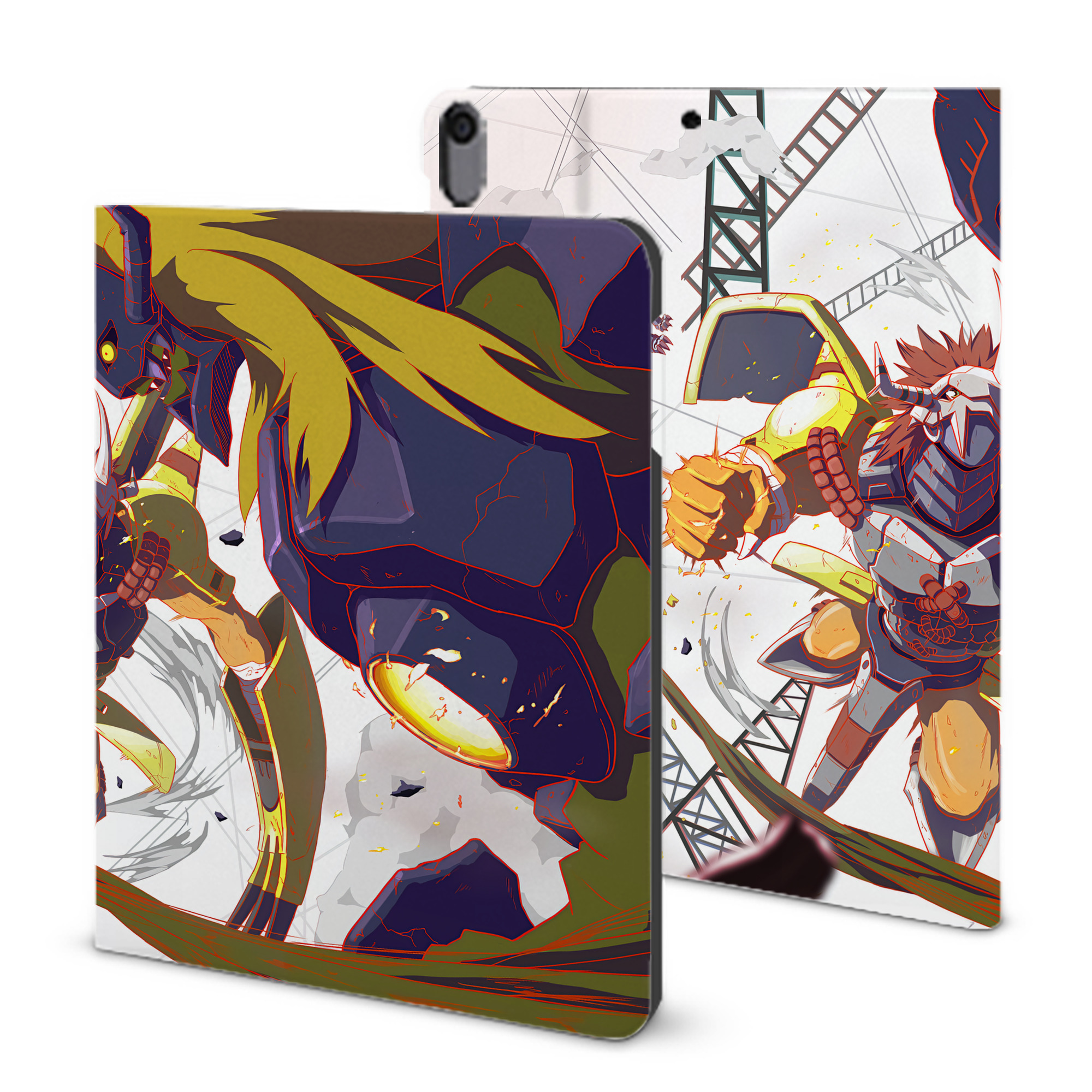 （画像用） Digimon デジタルモンスター/デジモン IPad ケース ブック型 PUレザー TPU 耐衝撃 軽量 薄型 ペン収納なし 全面保護 IPad 各モデル対応